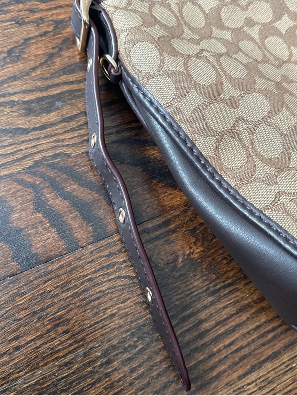 Coach Small Dufflette in Signature Canvas-Crossbody with Brown Leather Trim